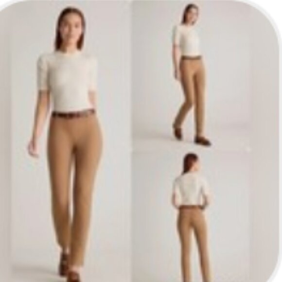 Quince Pants Straight Leg Ultra Stretch Ponte Medium Brown Pull-Up NWOT, size L - Picture 3 of 13
